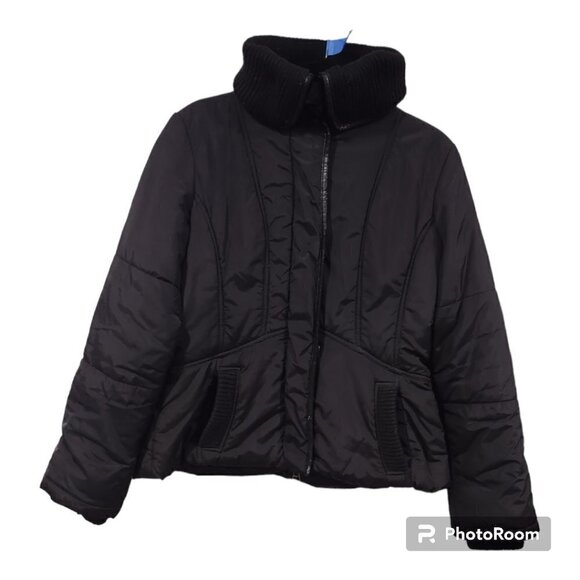Zara Black Puffer Coat Size Large - Picture 1 of 5